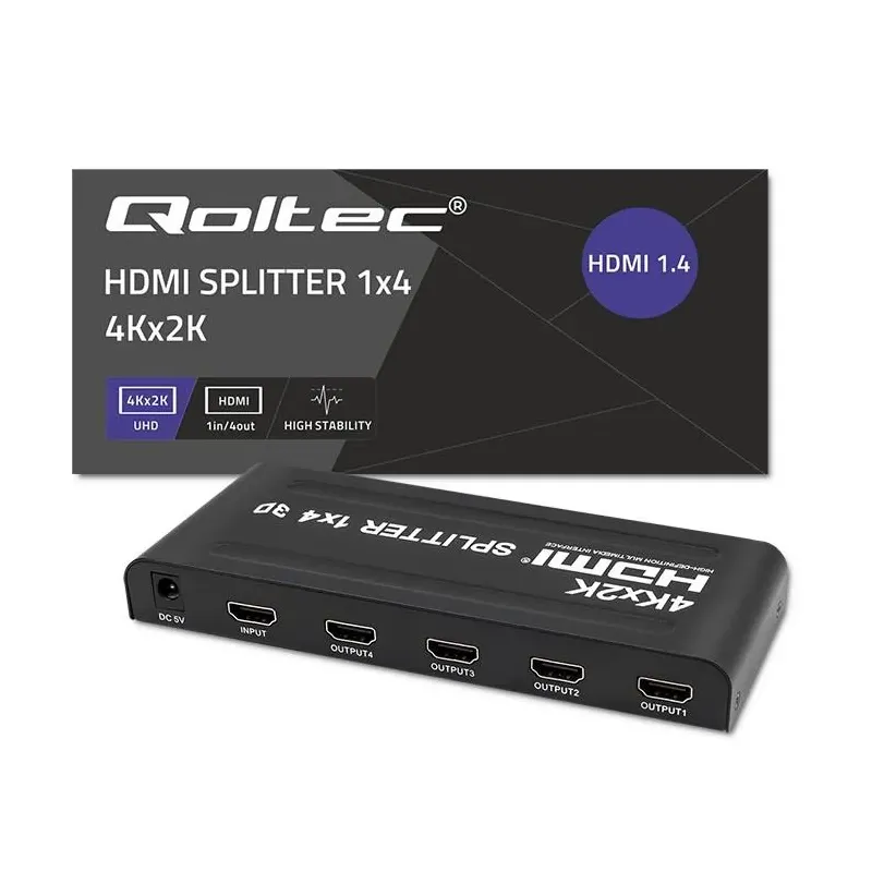 Rozdzielacz aktywny Qoltec Splitter 4 x HDMI 4K x 2K | 3.4Gb/s
