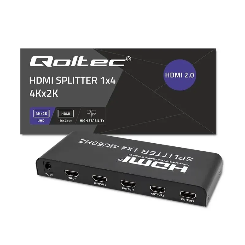 Rozdzielacz aktywny Qoltec Splitter 4 x HDMI 4K x 2K | 6Gb/s | 60Hz