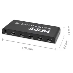 Rozdzielacz aktywny Qoltec Splitter 4 x HDMI 4K x 2K | 6Gb/s | 60Hz