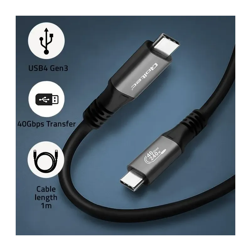 Kabel USB4 Qoltec USB-C PD 240W | Thunderbolt 3/4 | 4K | 40Gb/s | 1m |