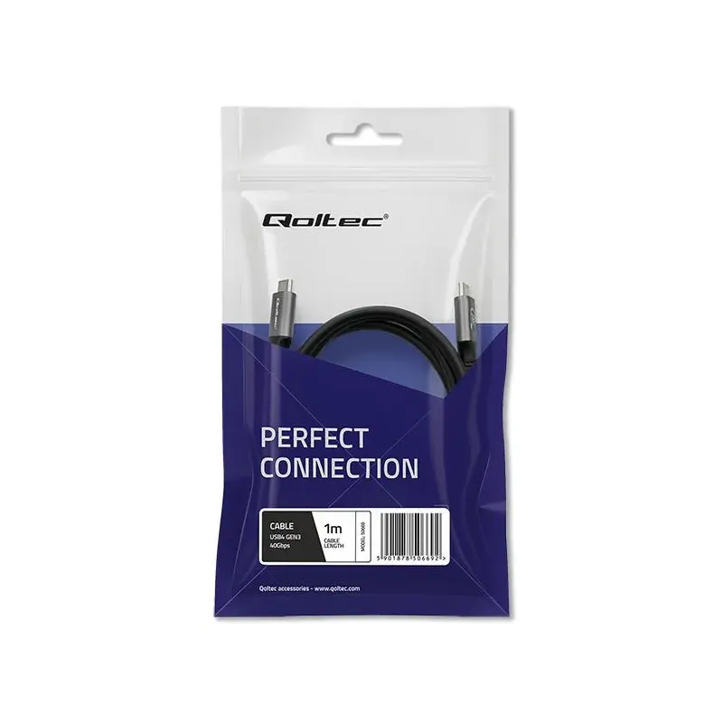 Kabel USB4 Qoltec USB-C PD 240W | Thunderbolt 3/4 | 4K | 40Gb/s | 1m |