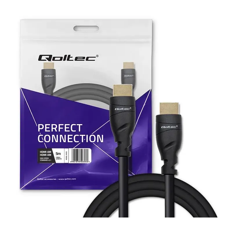 Kabel HDMI QOLTEC v2.1 Ultra High Speed 8K | 60Hz | 26AWG | GOLD | 5m