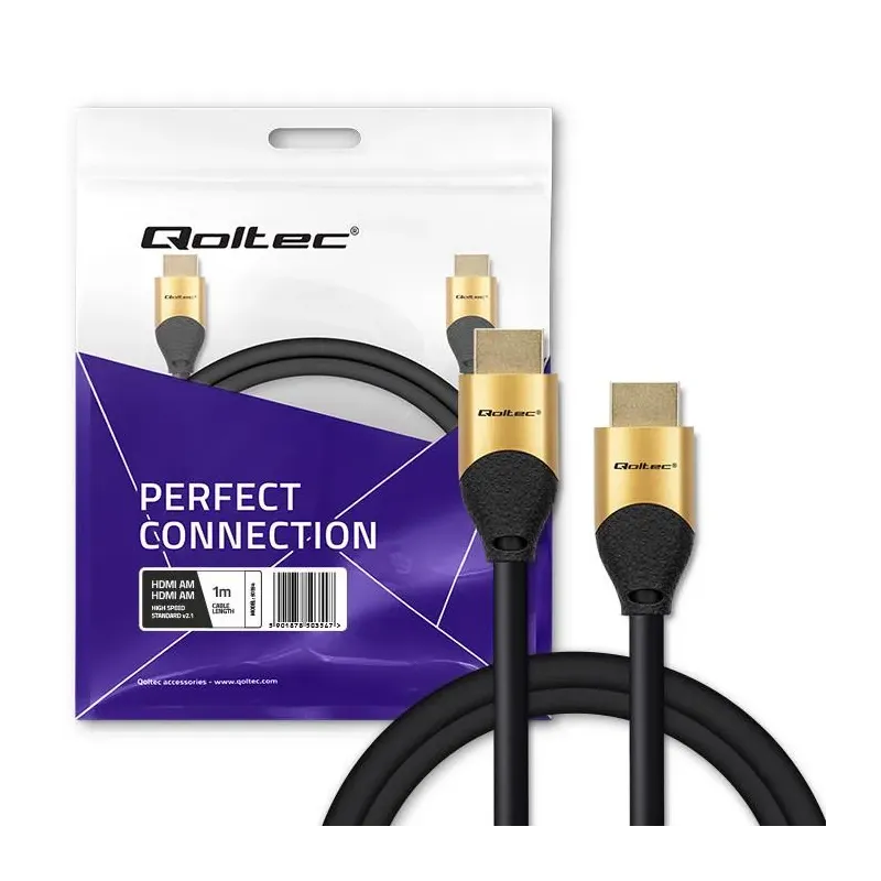 Kabel HDMI QOLTEC v2.1 Ultra High Speed 8K | 60Hz | 30AWG | GOLD | 1m