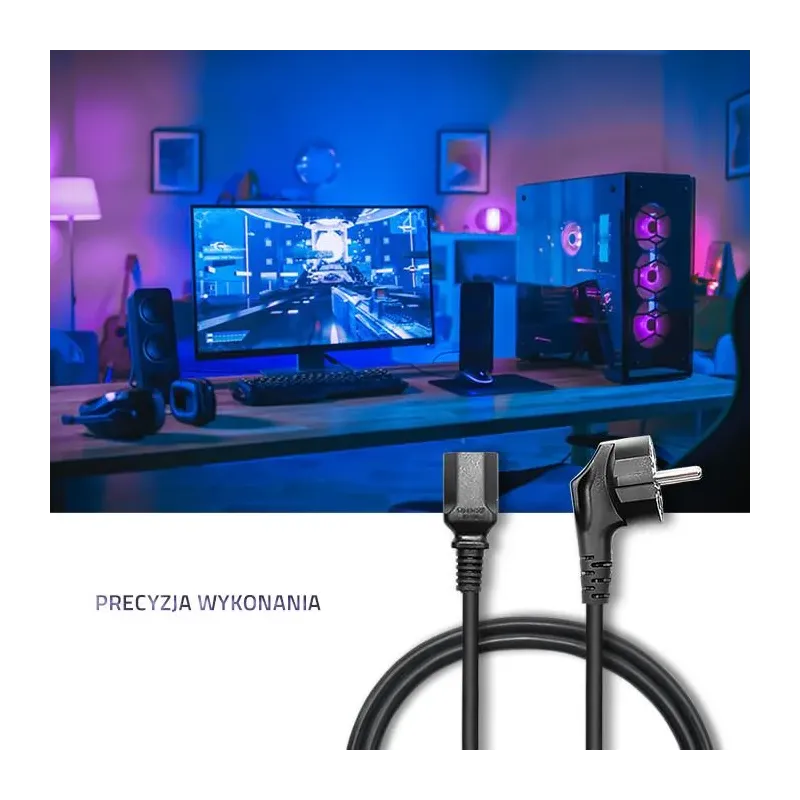 Kabel zasilający Qoltec IEC C13/SCHUKO | 3x0.75mm2 | 1.5m