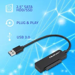 Kabel adapter Qoltec SATA | Przejściówka na dysk SSD HDD 2.5" | USB 3.0 |