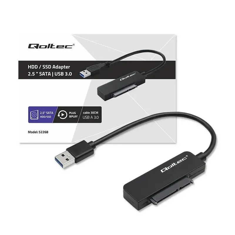Kabel adapter Qoltec SATA | Przejściówka na dysk SSD HDD 2.5" | USB 3.0 |