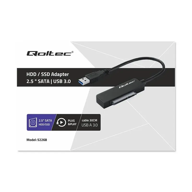 Kabel adapter Qoltec SATA | Przejściówka na dysk SSD HDD 2.5" | USB 3.0 |