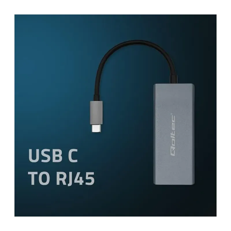 Kabel adapter Qoltec USB-C na RJ45 Ethernet | 1000Mb/s | Aluminiowa obudowa