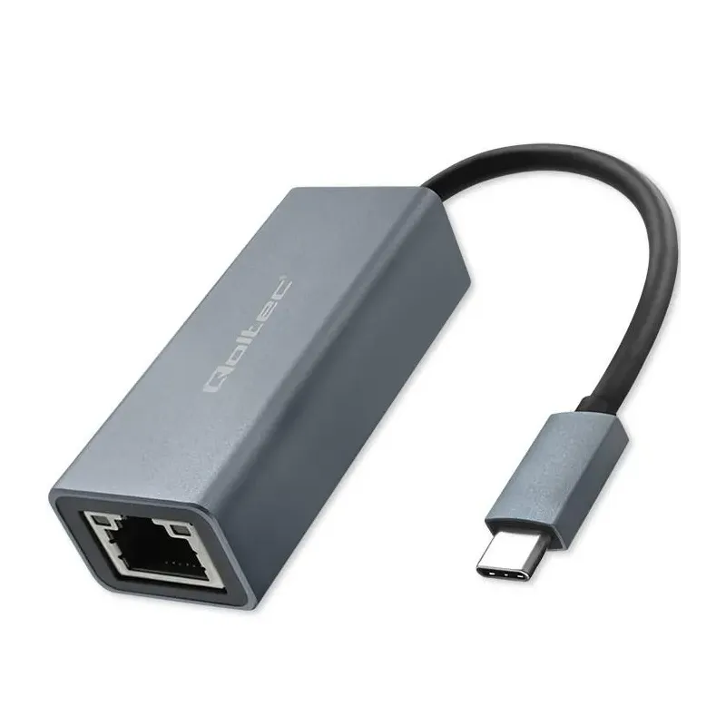 Kabel adapter Qoltec USB-C na RJ45 Ethernet | 1000Mb/s | Aluminiowa obudowa