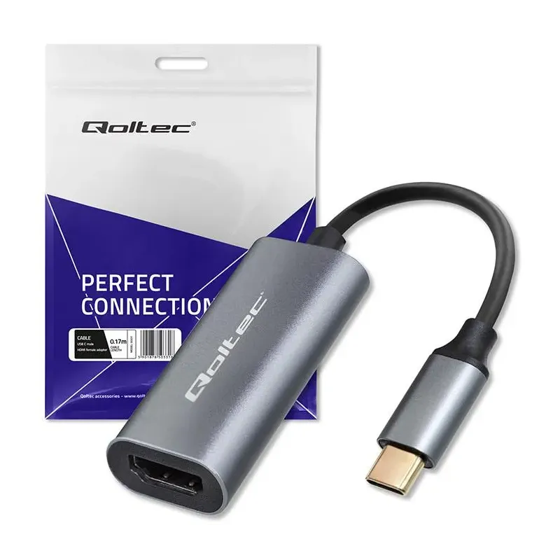 Kabel adapter Qoltec USB-C na HDMI 4K | 60Hz | 32AWG 0,17m