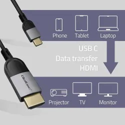 Kabel adapter Qoltec USB-C na HDMI high speed 4K | 60Hz | 32AWG | 2m