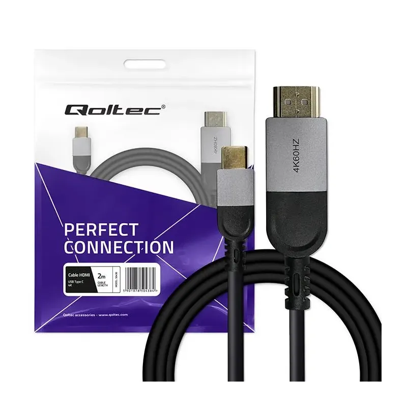 Kabel adapter Qoltec USB-C na HDMI high speed 4K | 60Hz | 32AWG | 2m