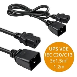 Kabel zasilający Qoltec IEC C20/C13 | 3x1.5mm2 | 1.2m | PartsPC.pl