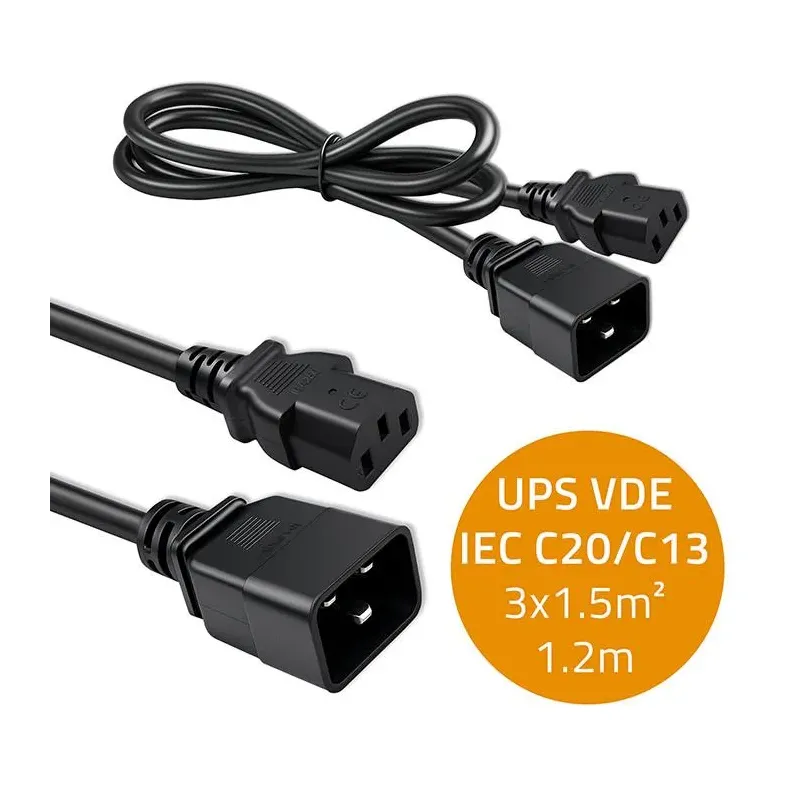 Kabel zasilający Qoltec IEC C20/C13 | 3x1.5mm2 | 1.2m | PartsPC.pl