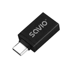 Adapter USB-A 3.1 (F)-USB-C 3.1 (M), SAVIO AK-80, Czarny
