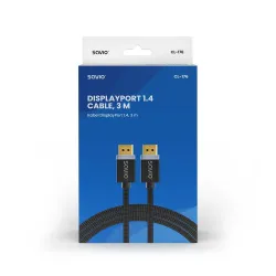 Kabel DisplayPort v1.4 Savio CL-176 (M/M), 8K, 3m, miedź, bawełniany oplot,
