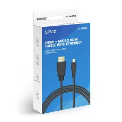 Kabel HDMI - micro HDMI Savio CL-40/M 2m czarny, złote k. v1.4