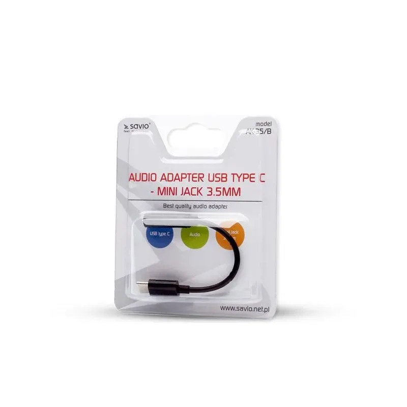 Kabel adapter Savio AK-35 USB Typ C - mini Jack 3,5 mm... | PartsPC.pl
