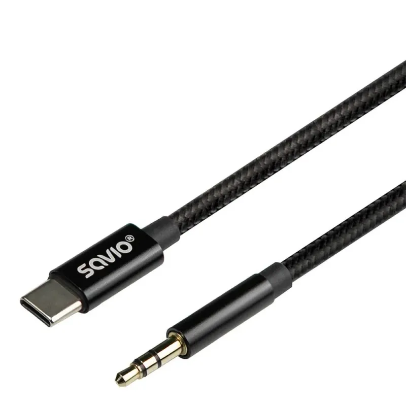 Kabel adapter Savio CL-187 USB-C do Mini Jack 3.5mm 1m | PartsPC.pl