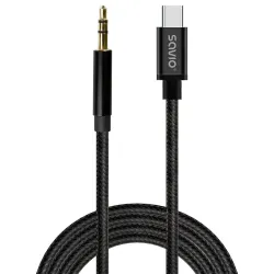 Kabel adapter Savio CL-188 USB-C do Mini Jack 3.5mm 2m | PartsPC.pl