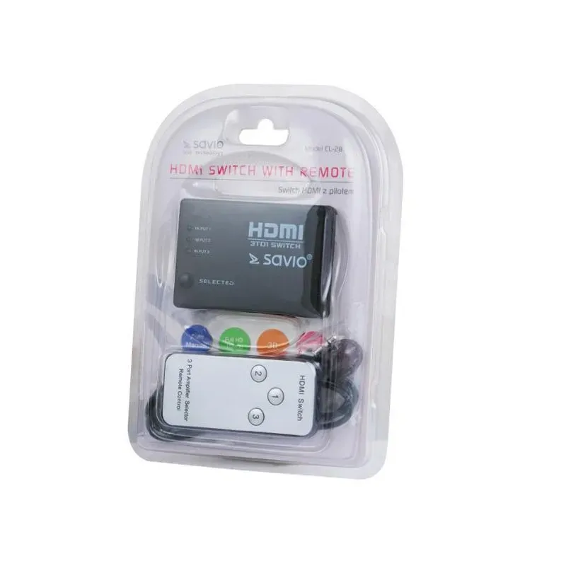 Switch HDMI 3 porty + pilot Savio CL-28