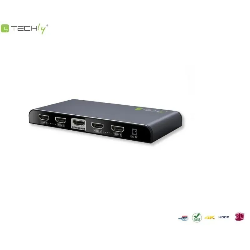 Rozdzielacz / Splitter Techly AV HDMI 2.0 1/4 Ultra HD 4Kx2K 3D