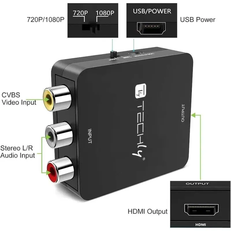 Konwerter Techly AV Composite video i audio 3x RCA na | PartsPC.pl