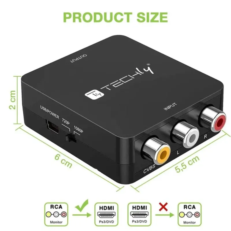 Konwerter Techly AV Composite video i audio 3x RCA na | PartsPC.pl