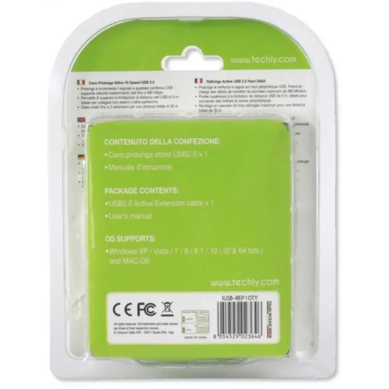 Kabel/Przedłużacz Techly USB 2.0 A-A M/F aktywny 10m | PartsPC.pl