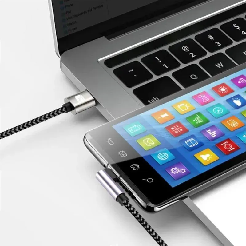 Kabel Techly USB 2.0 USB-A na USB-C kątowy 2m M/M 3A | PartsPC.pl