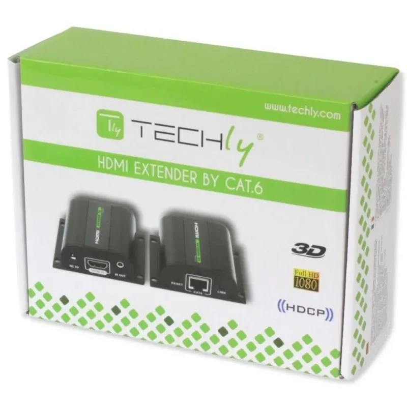 Extender HDMI Techly EXT-E70I po skrętce Cat. 5e/6/6a/7, do 60m, z