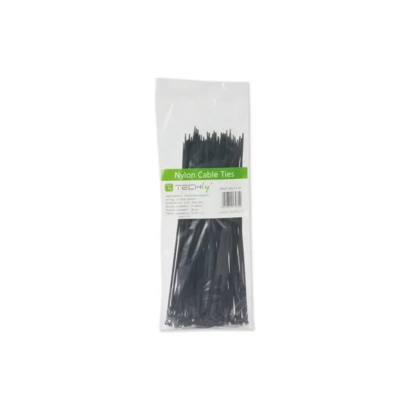 Opaski nylonowe Techly zaciskowe 280x4,8mm, 100 szt., czarne