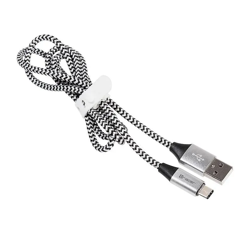 Kabel Tracer USB 2.0 Type-C A Male - C Male 1m czarno-srebrn… | PartsPC.pl
