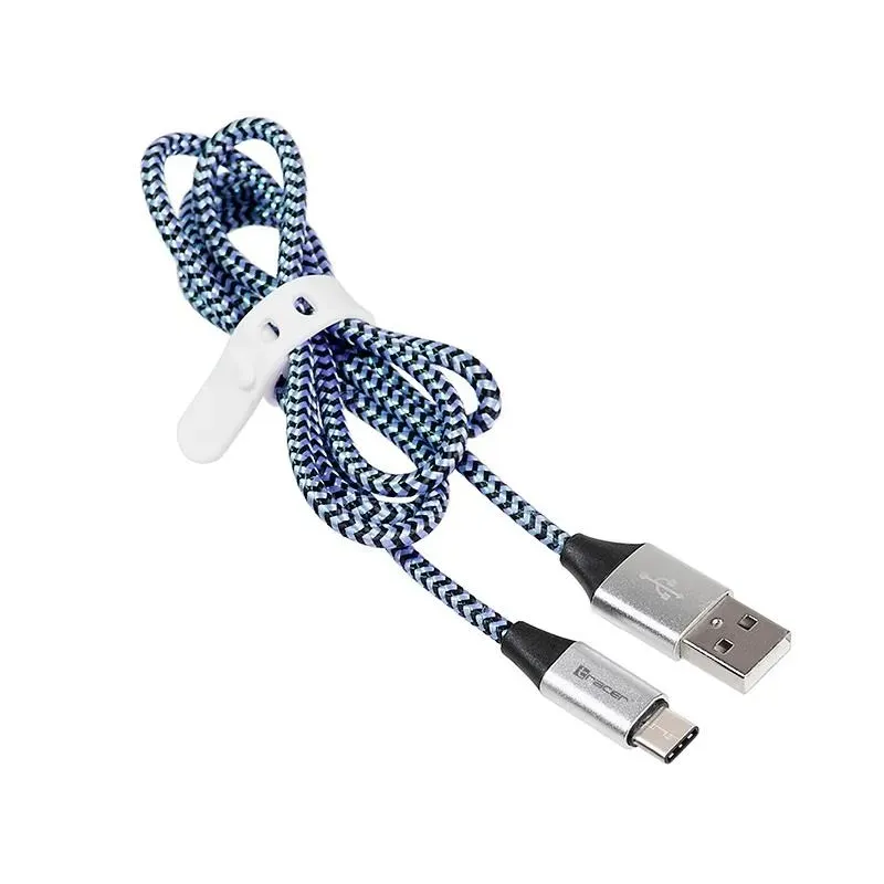 Kabel Tracer USB 2.0 Type-C A Male - C Male 1m czarno-niebieski