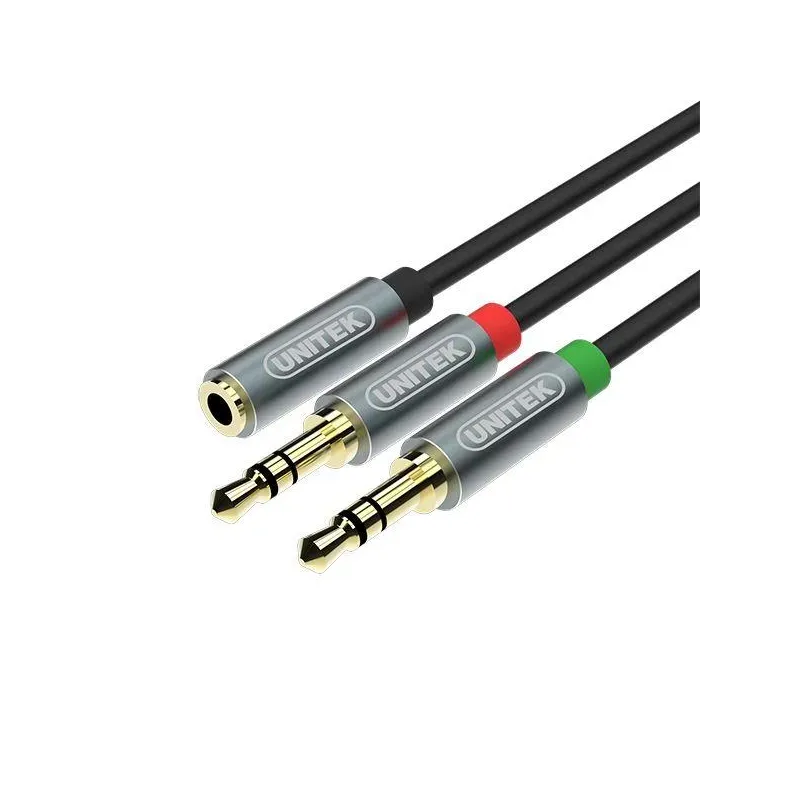 Kabel Unitek Y-C957ABK miniJack 3,5mm (F) - 2x 3,5mm (M) | PartsPC.pl