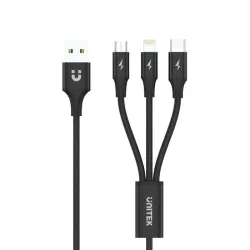 Kabel USB Unitek C14049BK USB 3 w 1 czarny (microUSB, Lightn… | PartsPC.pl