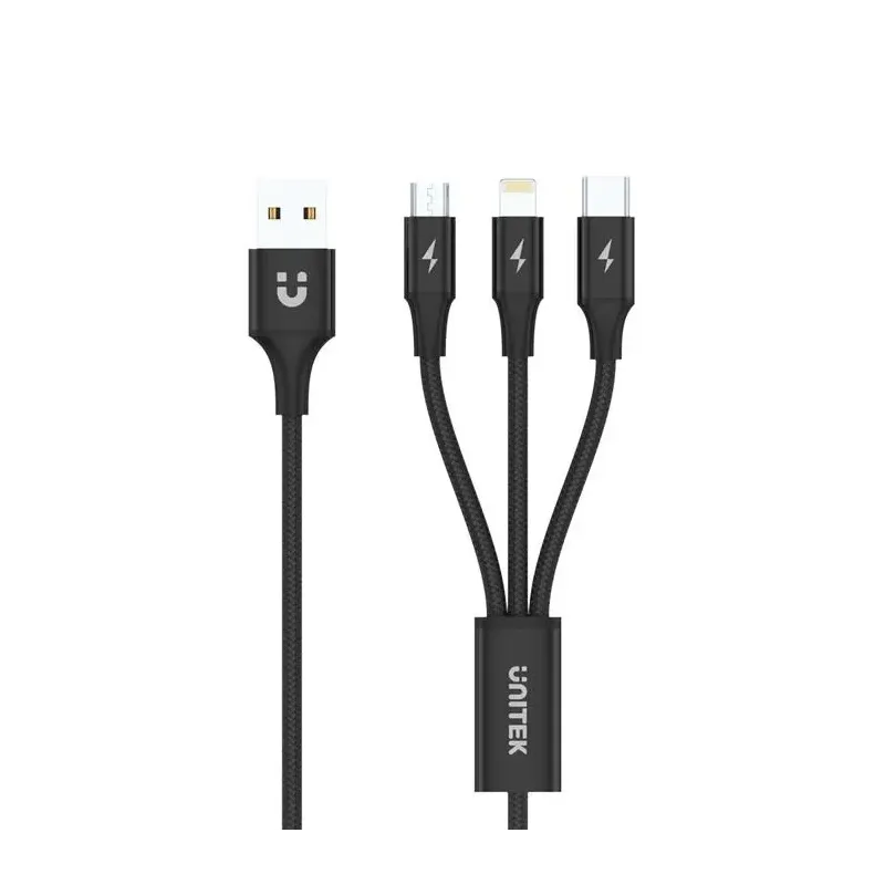 Kabel USB Unitek C14049BK USB 3 w 1 czarny (microUSB, Lightn… | PartsPC.pl