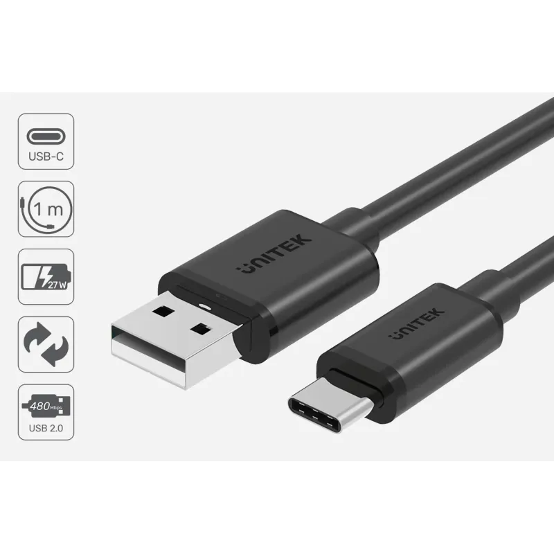 Kabel USB Unitek Y-C482BK USB-A - USB-C 2.0, m/m, 480 Mbps, … | PartsPC.pl
