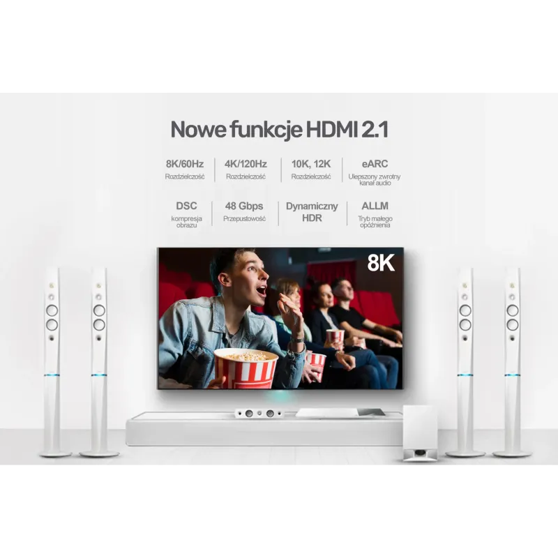 Kabel HDMI Unitek C138w v2.1 8K, UHD, 120Hz M/M 2m