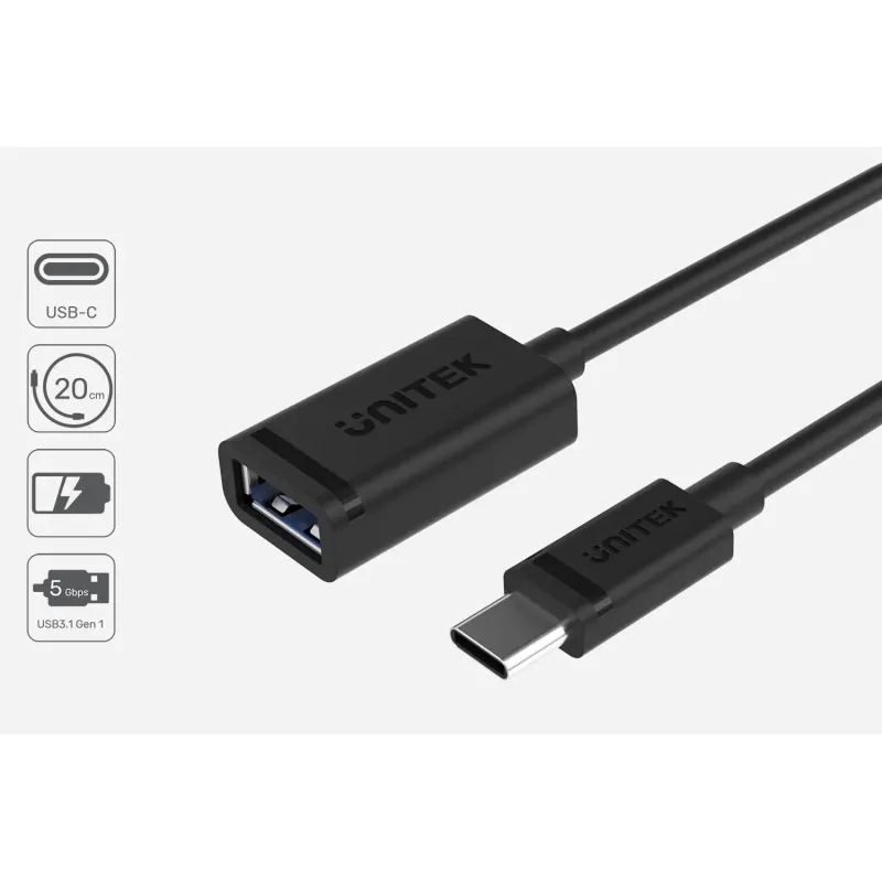 Adapter Unitek Y-C476BK USB Typ-C do USB AF | PartsPC.pl