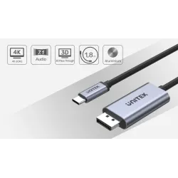 Kabel adapter Unitek V1409A USB-C - DP 1.2 4K@60Hz, 1,8m