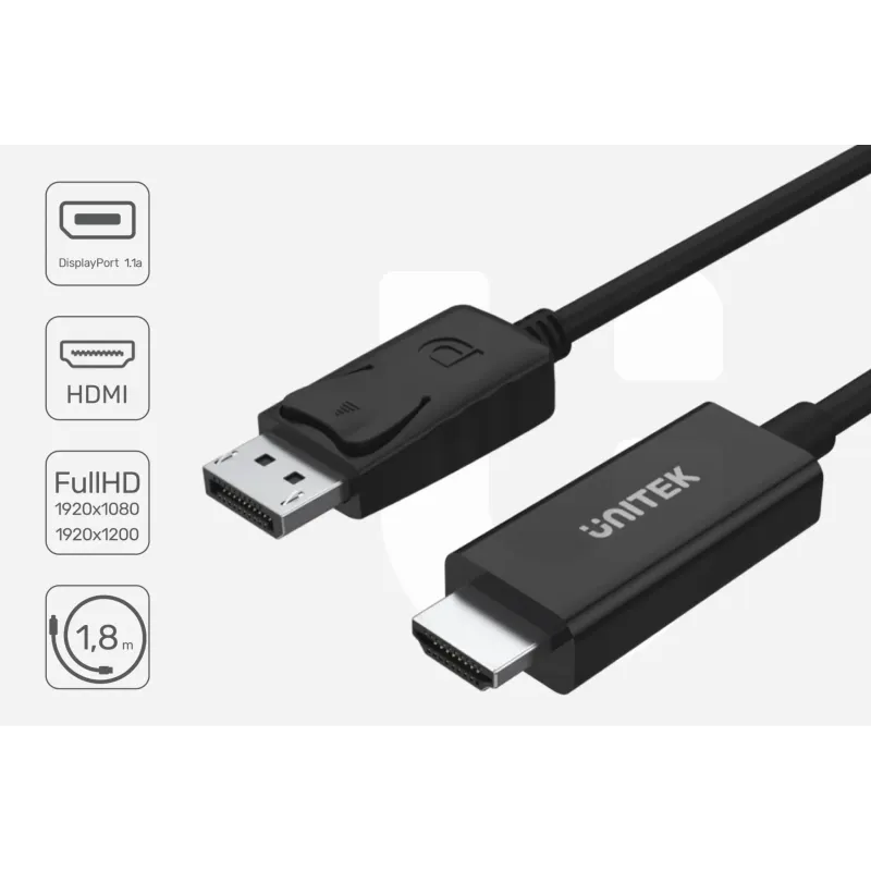 Kabel przejściówka Unitek Y-5118CA Displayport to HDMI 1,5m… | PartsPC.pl