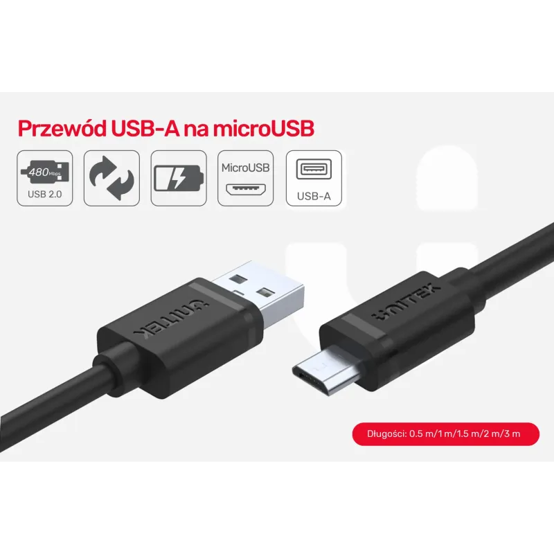 Kabel Unitek Y-C454GBK USB 2.0 - microUSB M/M 0.5m