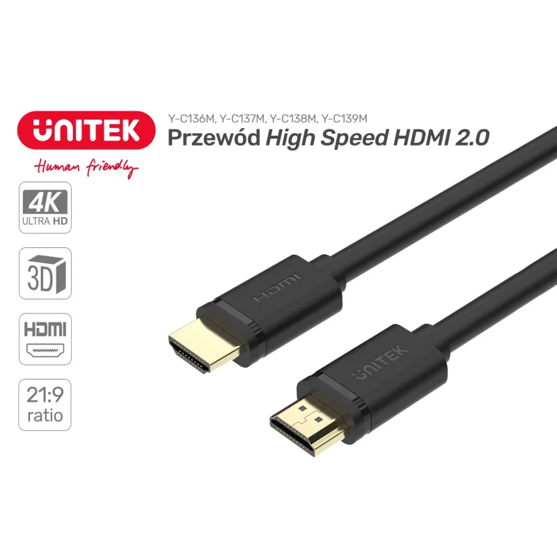 Kabel HDMI Unitek Y-C139M HDMI v.2.0 M/M BASIC 3m