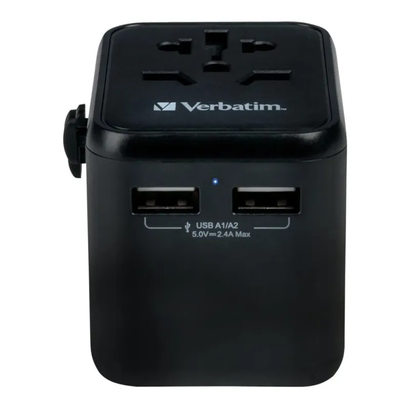 Adapter podróżny Verbatim UTA-01 globalny 2xUSB 12W