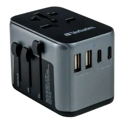 Adapter podróżny Verbatim UTA-03 globalny 1xUSB-C PD 30W QC 18W, 1xUSB-C
