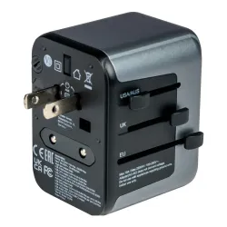 Adapter podróżny Verbatim UTA-03 globalny 1xUSB-C PD 30W QC 18W, 1xUSB-C