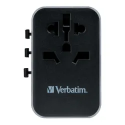 Adapter podróżny Verbatim UTA-04 globalny 1xUSB-C PD 61W QC 18W, 1xUSB-C