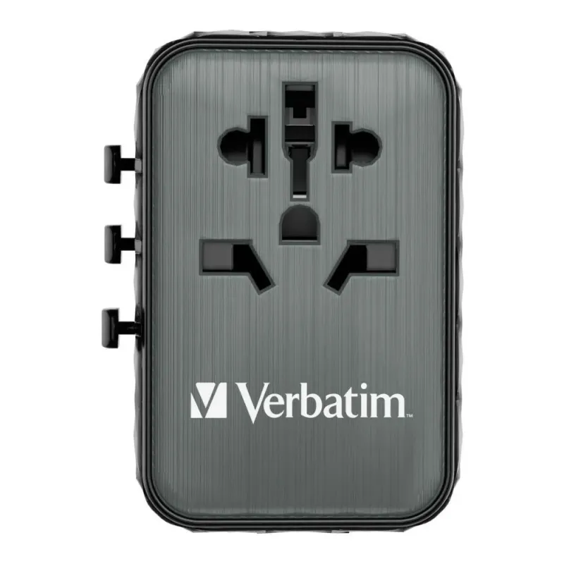 Adapter podróżny Verbatim UTA-05 GaN III globalny 2xUSB-C PD QC 4+ 65W,