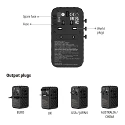 Adapter podróżny Verbatim Charge 'n' Travel GaN III globalny 4xUSB-C PD 3.0
